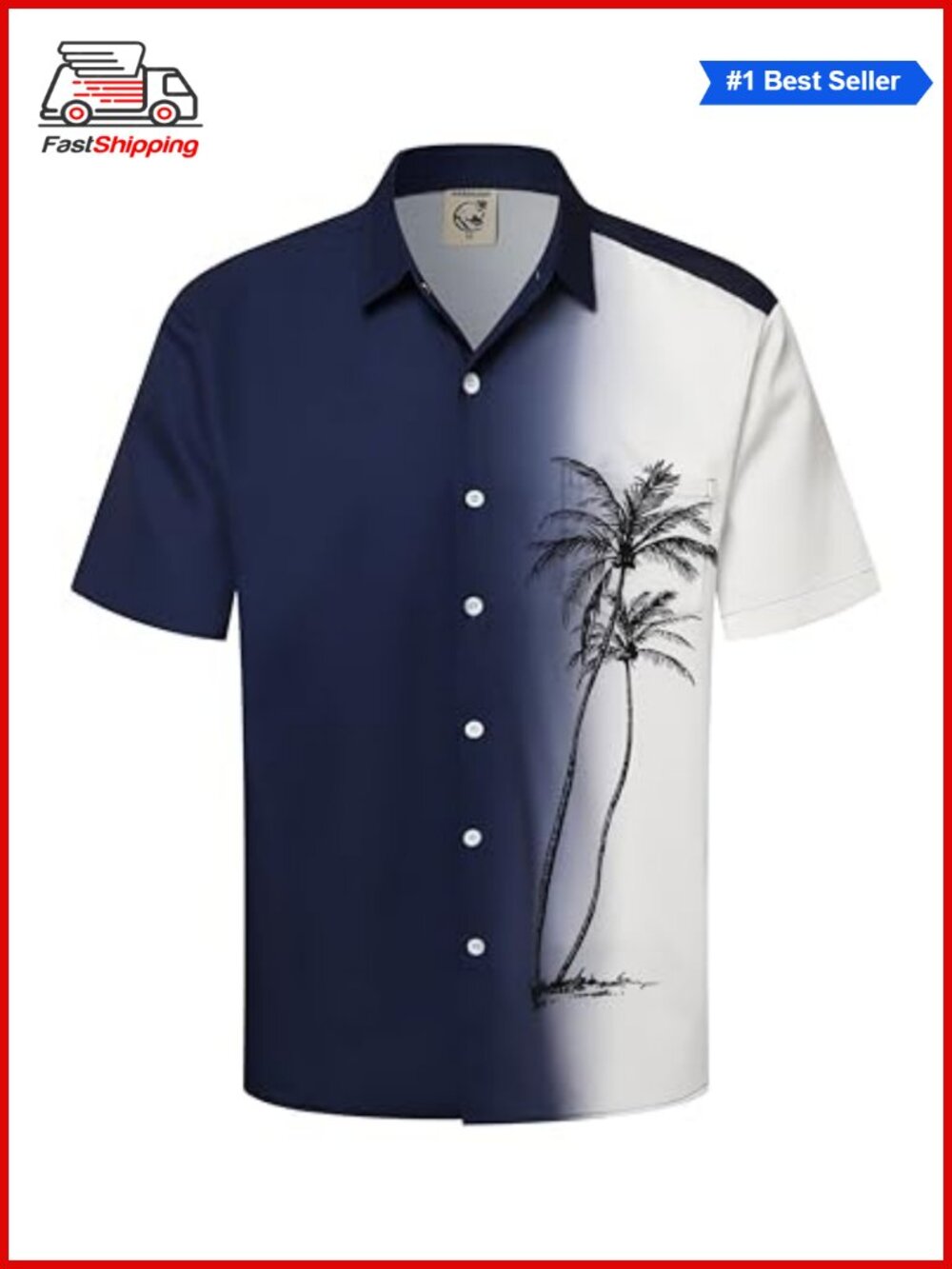 ✨Hardaddy Men's Hawaiian Shirt Coconut Print Short Sleeve Button Down Beach